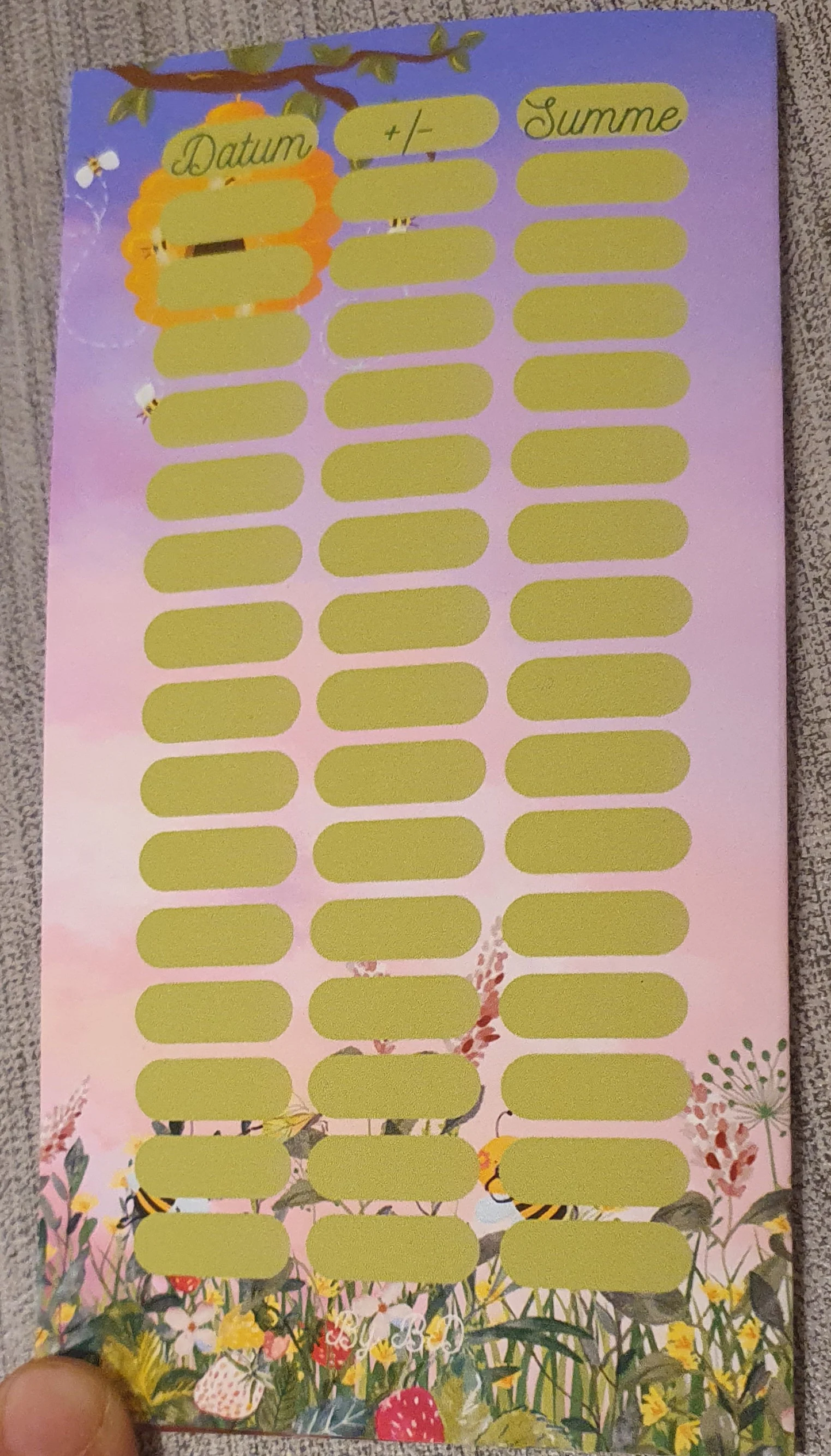 Honig im Kopf Klappkarte Challenge Budgeting Sparen