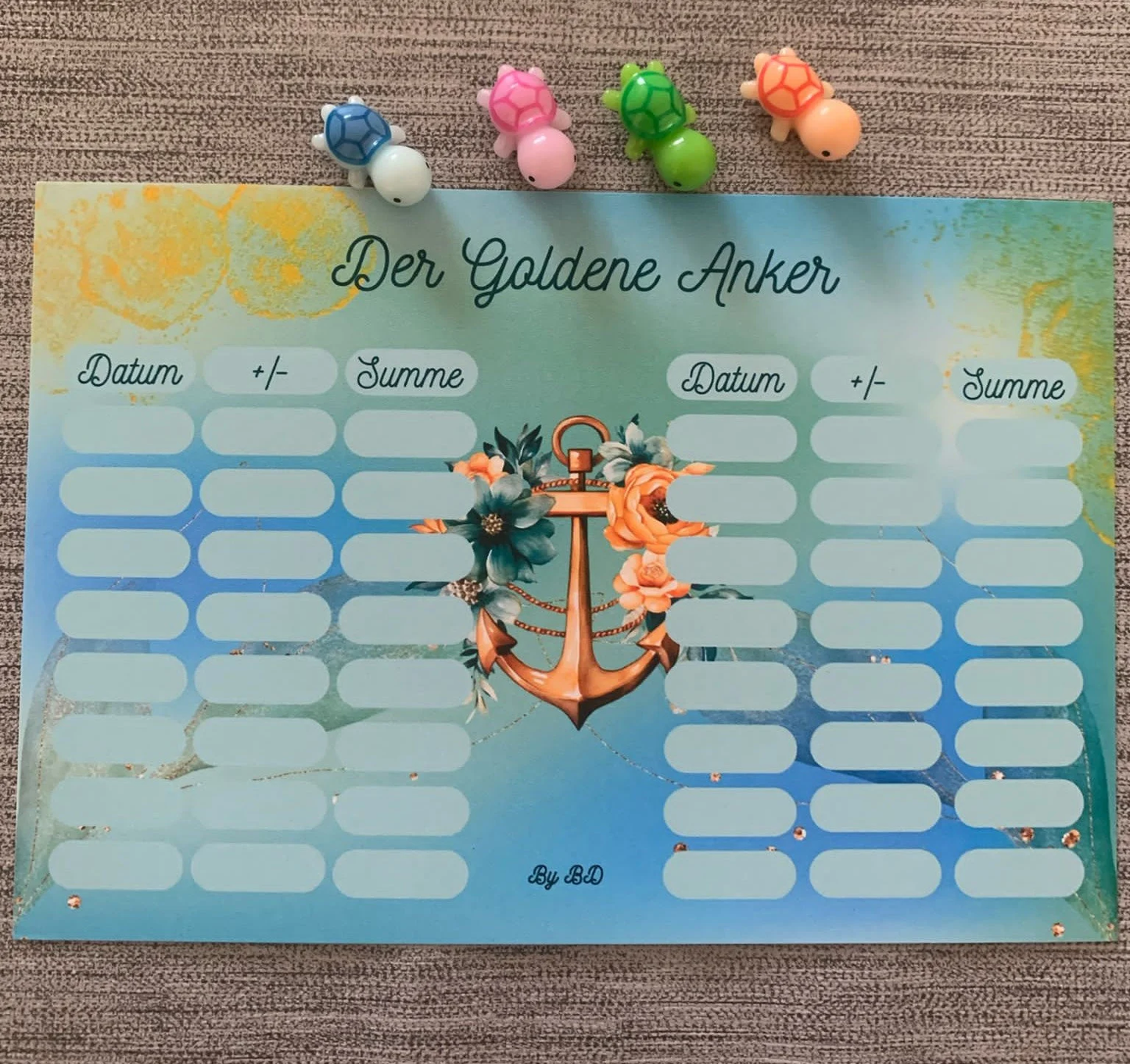 Der Goldene Anker Challenge A5 Budget Sparen