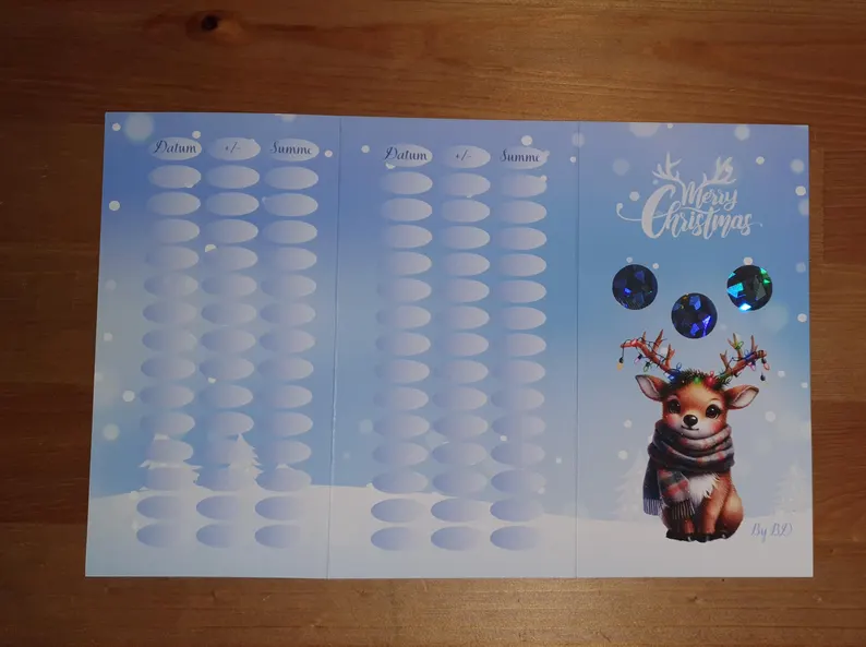 Winter Klappkarte A6 Budgeting Challenge Sparen