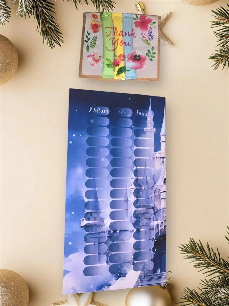 Eisprinzessin Klappkarte A6 Budgeting Challenge Sparen