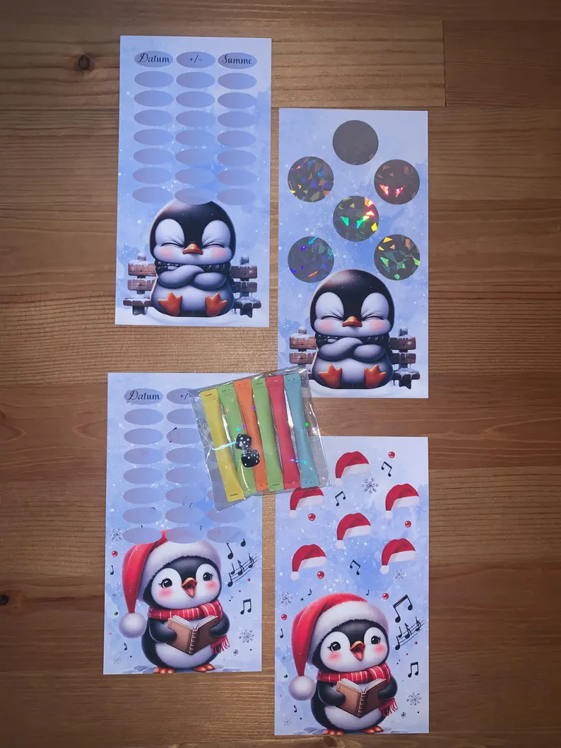 Pinguin Bingo Klapp A6 Budgeting Sparen Challenge