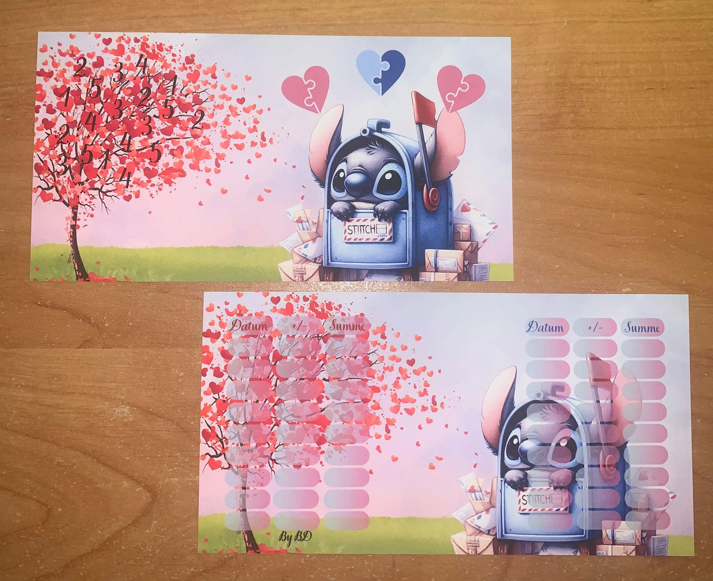 Blauer Alien Valentinstag A6 Budgeting Challenge Sparen