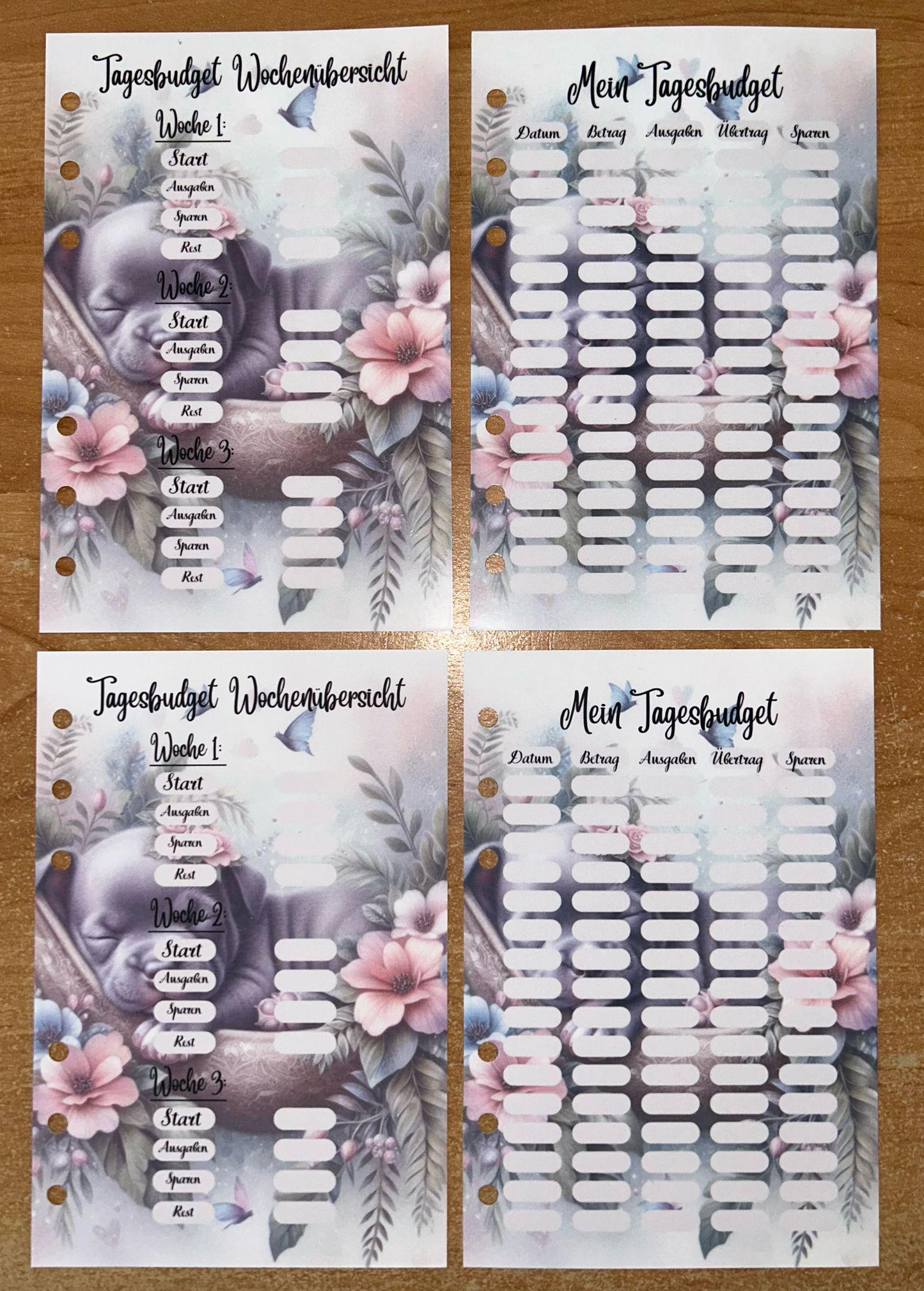 Tagesbudget A6 und A5 Challenge Budgeting Sparen