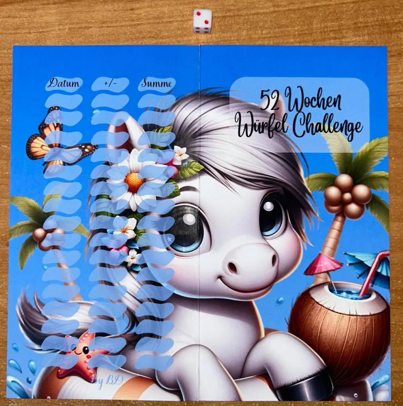 52 Wochen Würfel A6 Klapp Challenge Sparen Budgeting