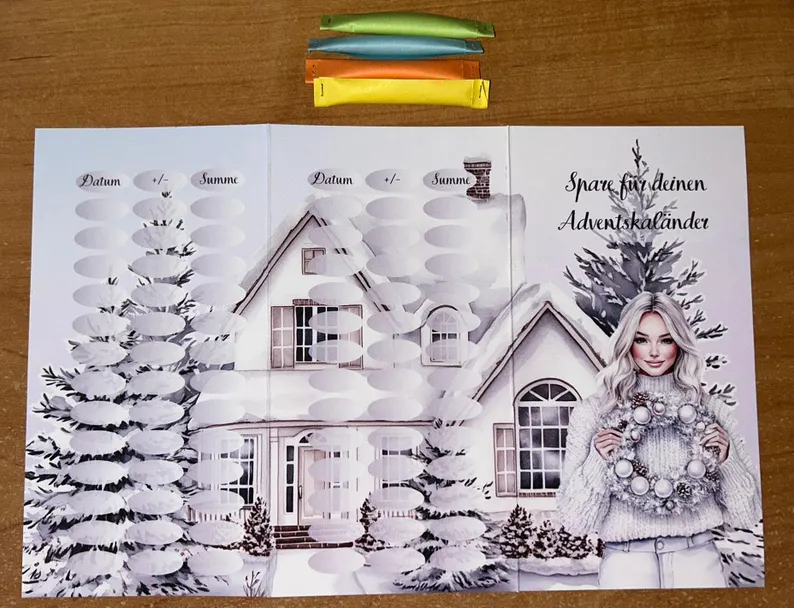 Spare für deinen Adventskalender A6 Budgeting Sparen Challenge