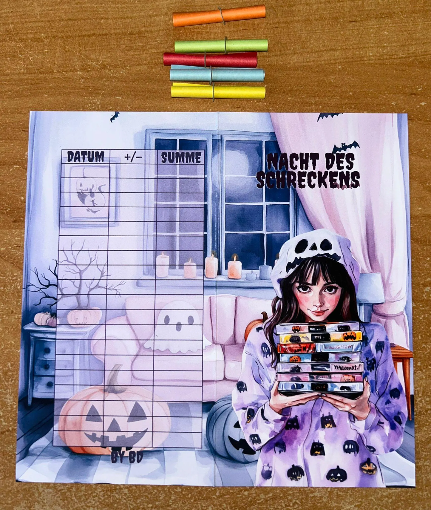 Nacht des Schreckens A6 Klappkarte Challenge Budgeting Sparen