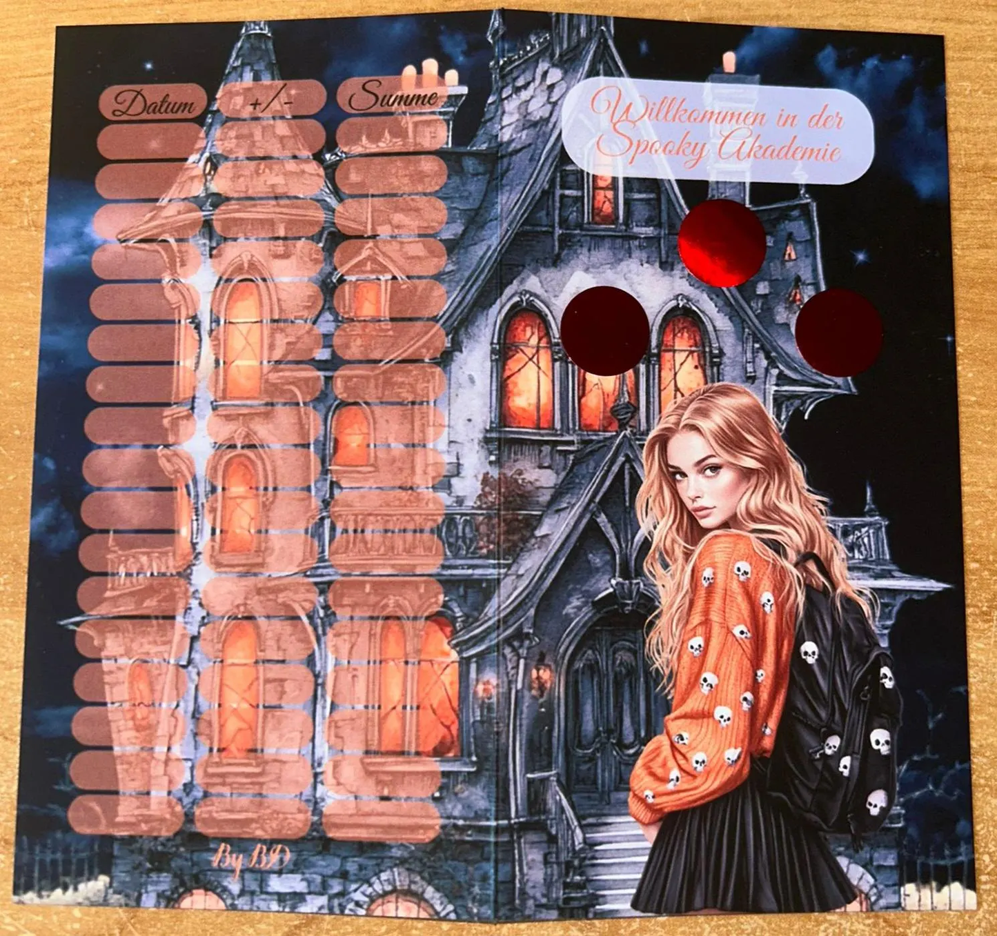 Spooky Akademie Klappkarte A6 Budgeting Challenge Sparen