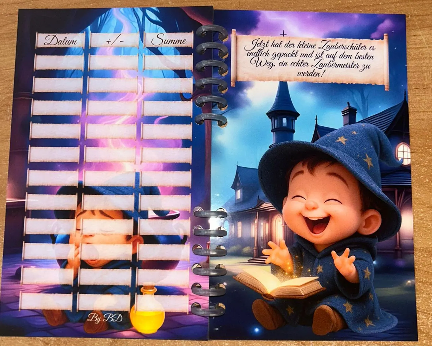 Sparbuch Der kleine Zauberschüler Challenge A6 Budgeting Sparen