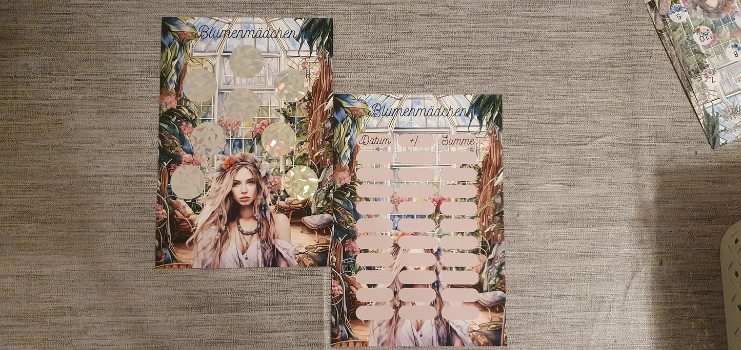 Blumenmädchen A5 Challenge Budgetplaner Sparen