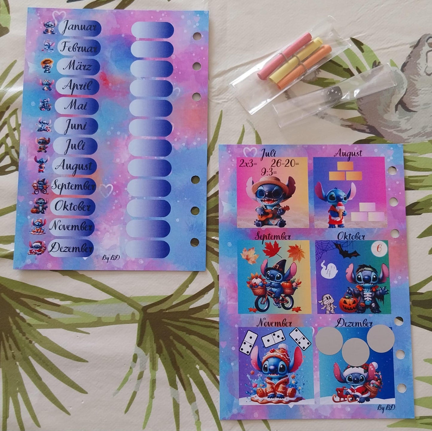 Blauer Alien mini Jahreschallenge A6 Budgeting Sparen