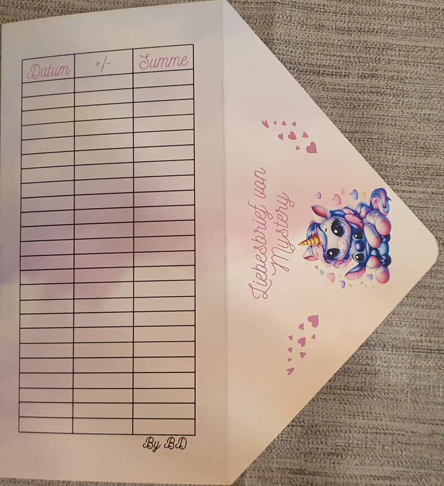 Liebesbrief Challenge Budget Sparen