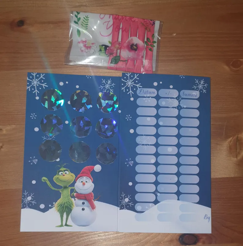 Grinchi A7 Klappkarte Challenge Budgeting Sparen