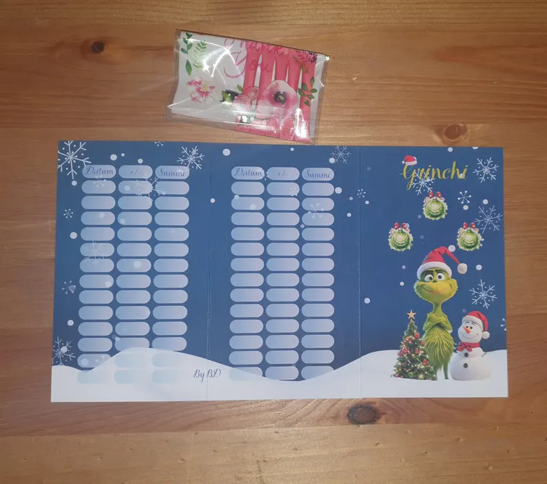 Grinchi A7 Klappkarte Challenge Budgeting Sparen