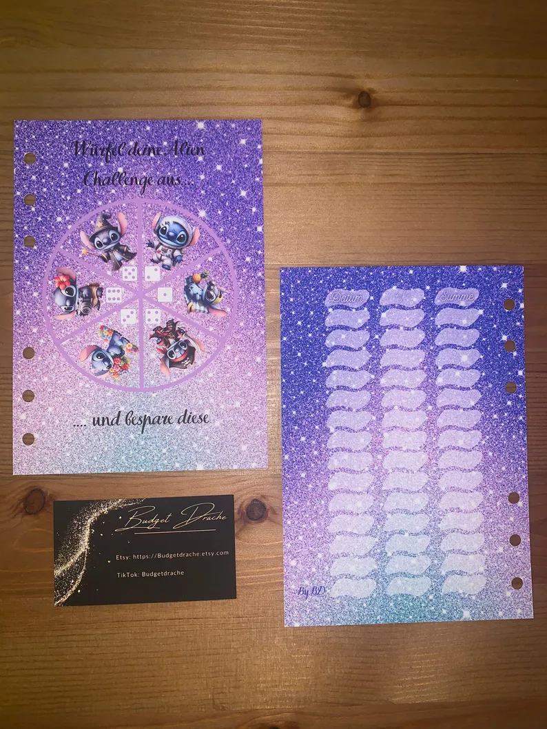 Blauer Alien Challenge Set A6 Budgeting Sparen