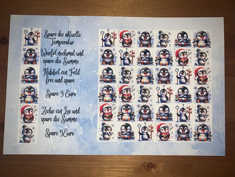 Pinguin Bingo Klapp A6 Budgeting Sparen Challenge