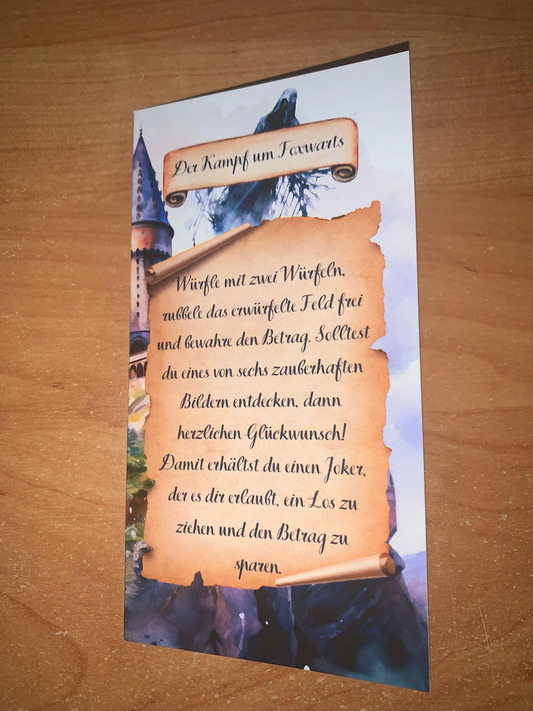 Der Kampf um Foxwarts A6 Klappkarte Challenge Budgeting Sparen
