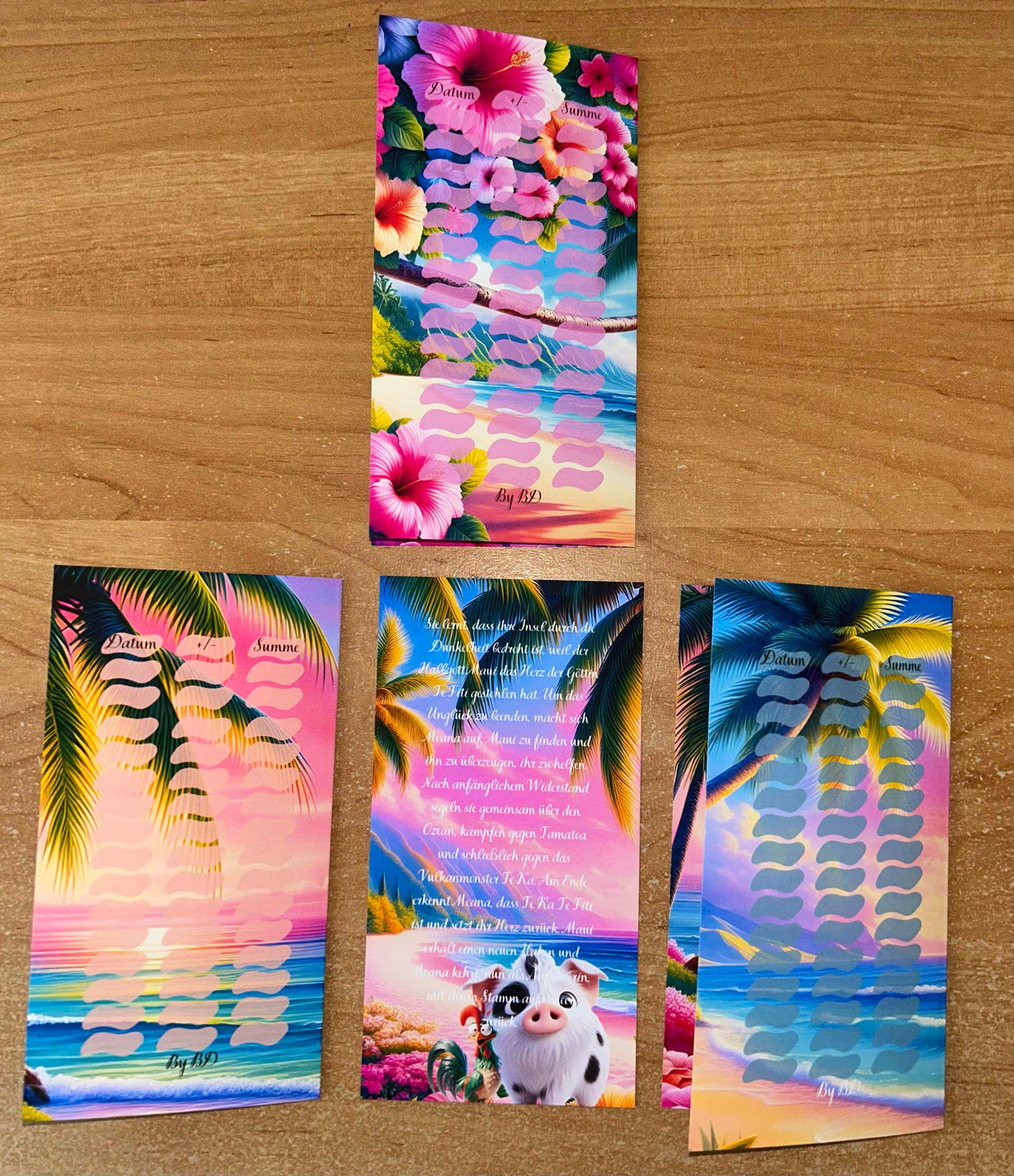 Moana Klappkarten A6 Sparen Budgeting Challenge