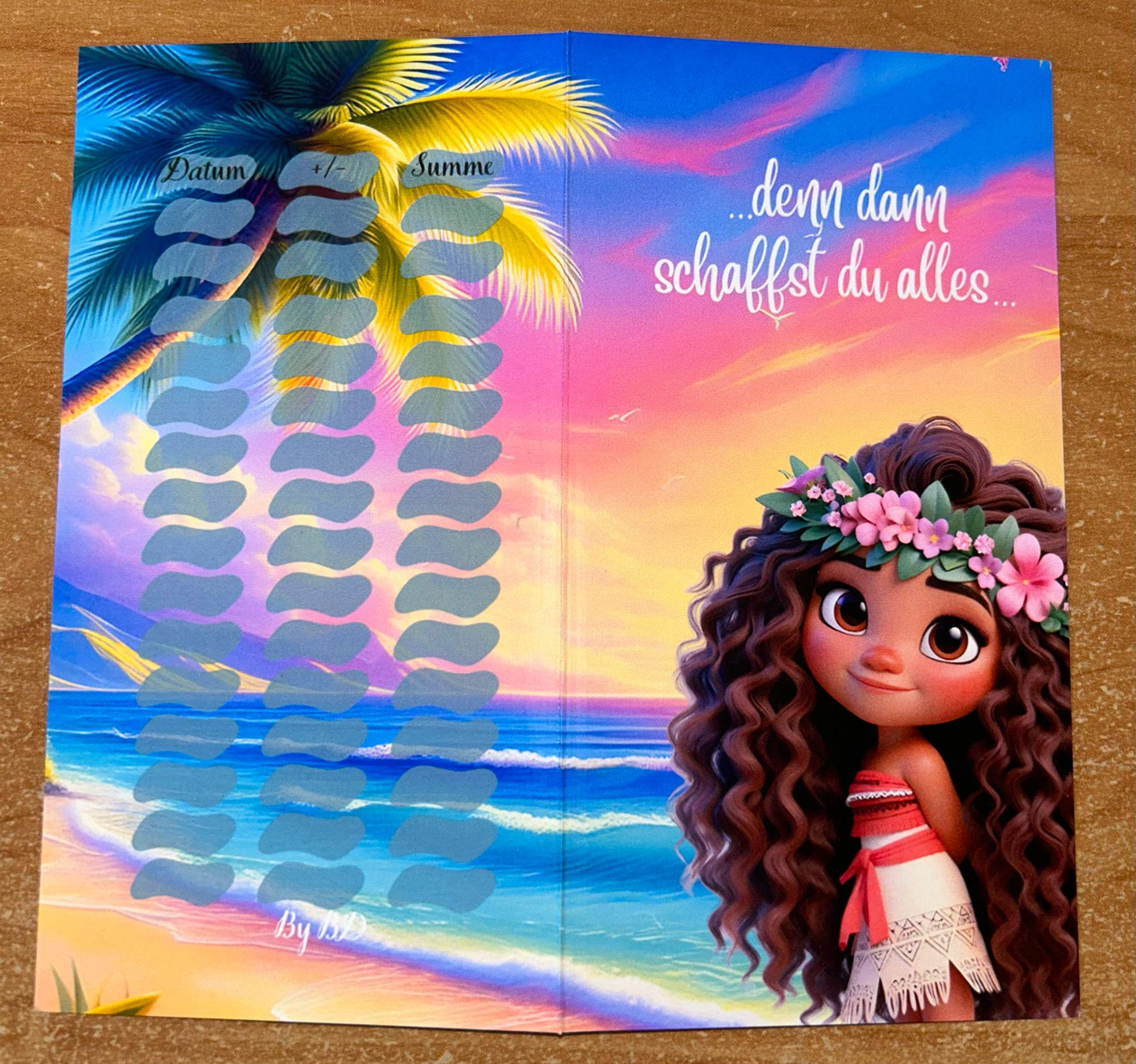 Moana Klappkarten A6 Sparen Budgeting Challenge