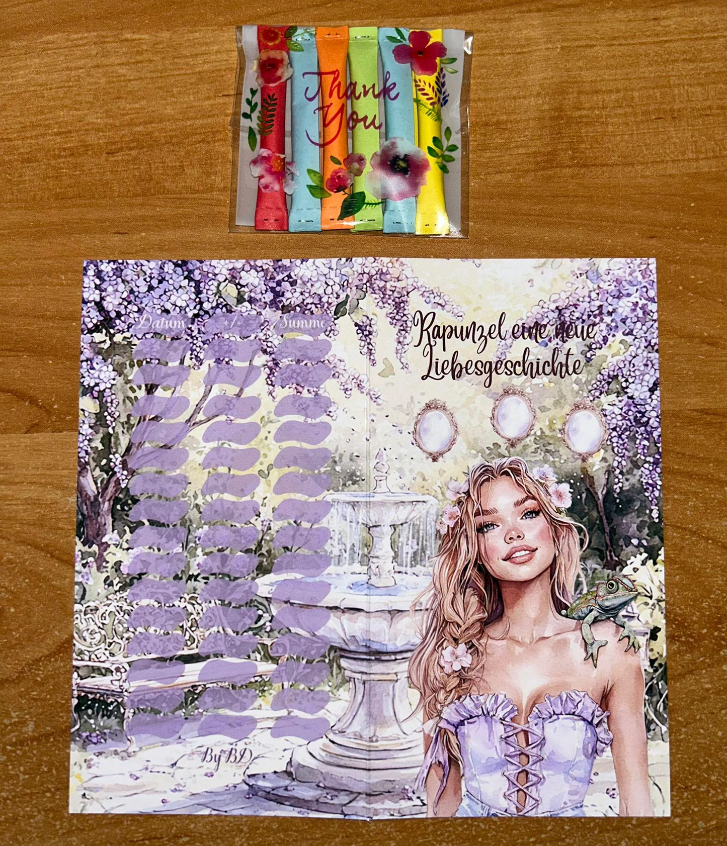 Rapunzel A6 Klappkarten Challenge Sparen Budgeting