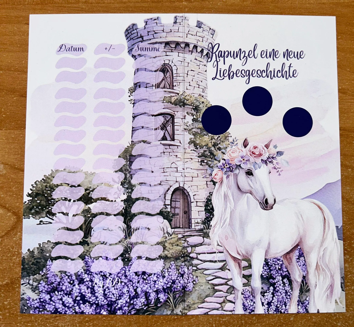 Rapunzel A6 Klappkarten Challenge Sparen Budgeting