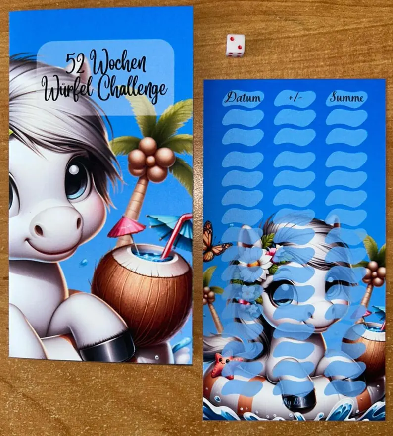 52 Wochen Würfel A6 Klapp Challenge Sparen Budgeting