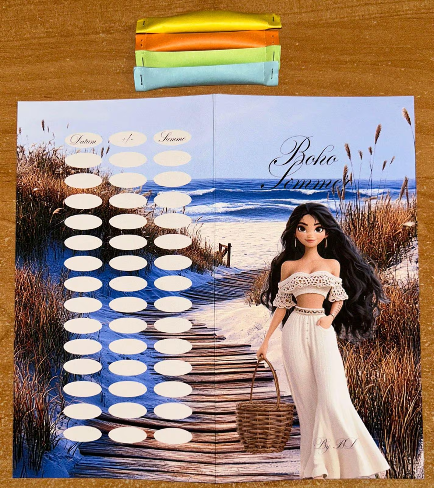 Boho Sommer A6 Klappkarte Challenge Budgeting Sparen