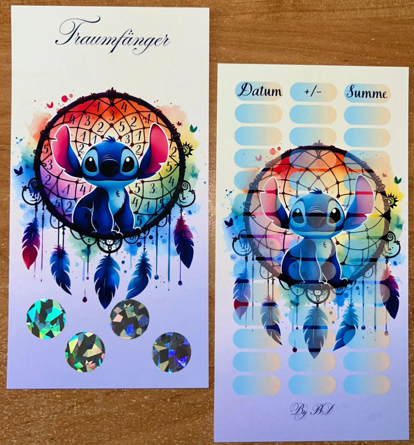 Blauer Alien Traumfänger A6 Budgeting Challenge Sparen