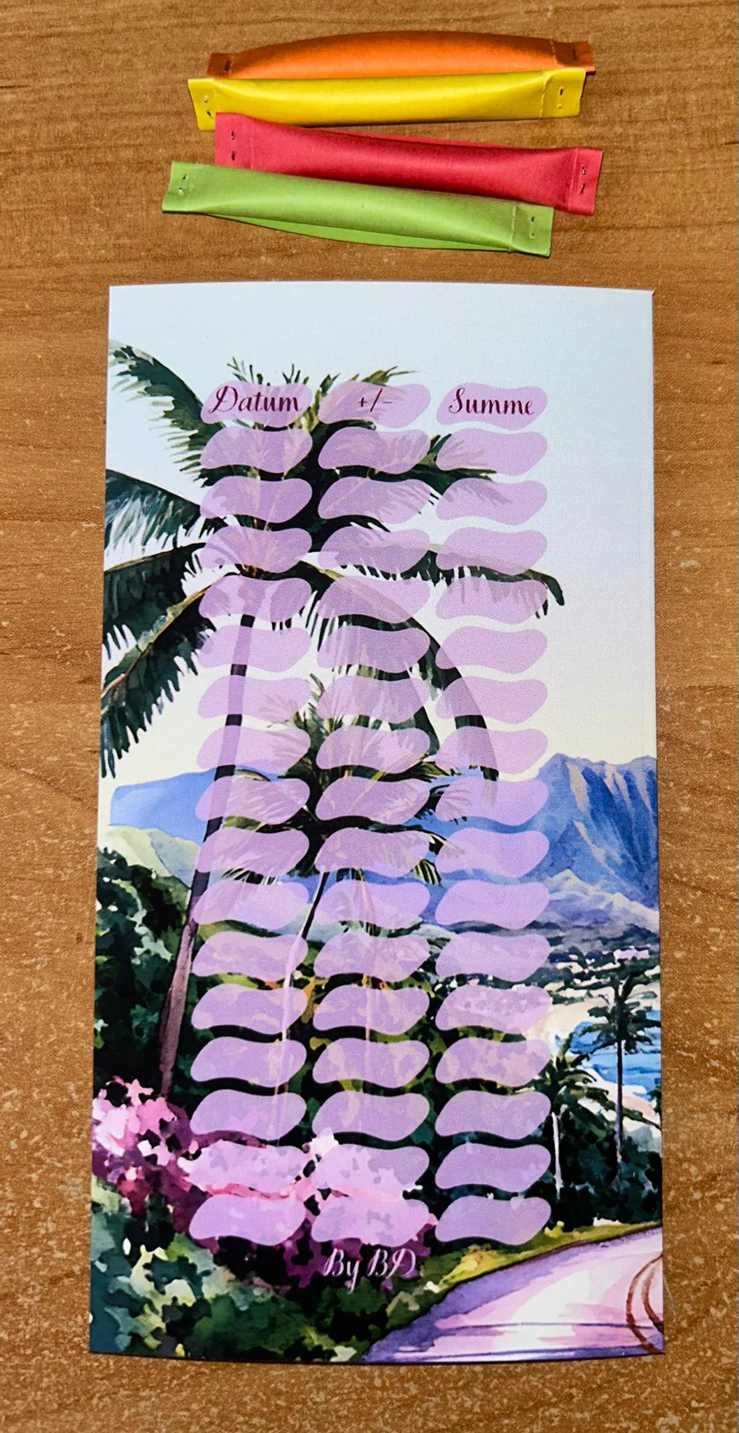 Aloha Klappkarte A6 Challenge Budgeting Sparen