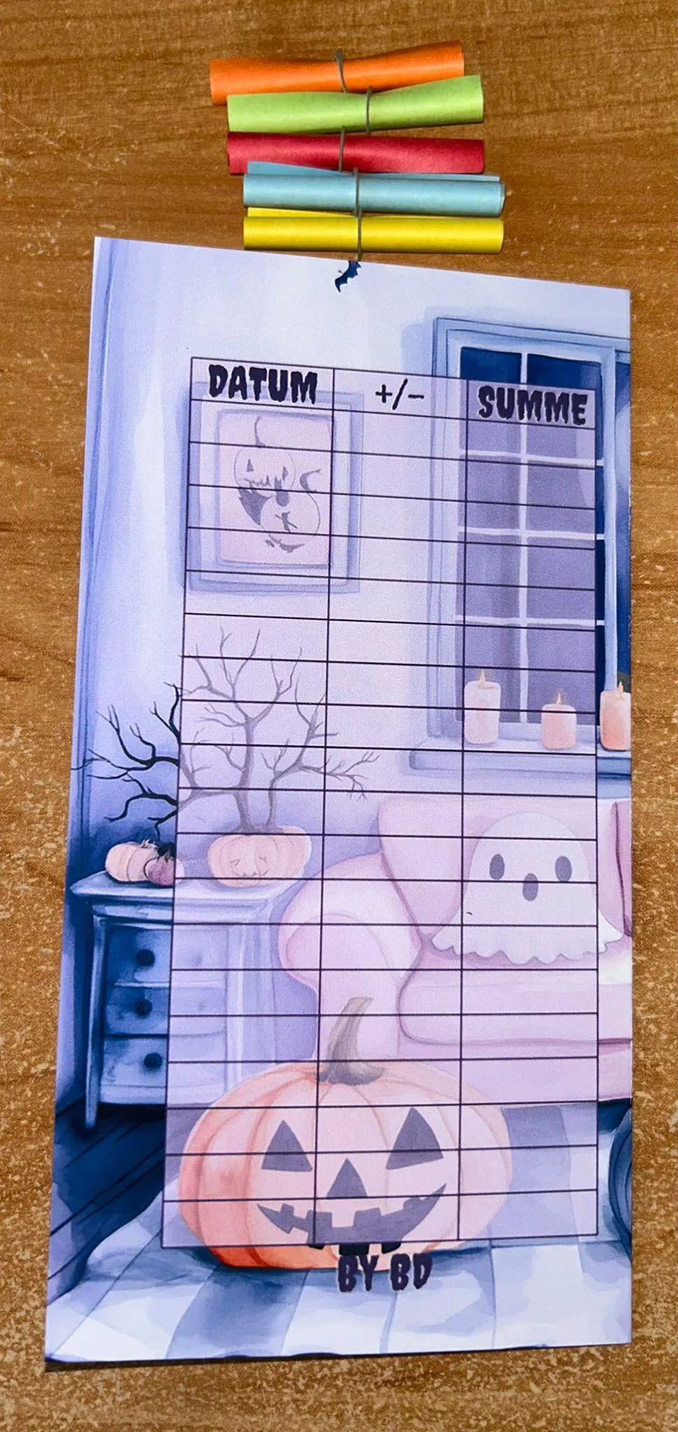 Nacht des Schreckens A6 Klappkarte Challenge Budgeting Sparen