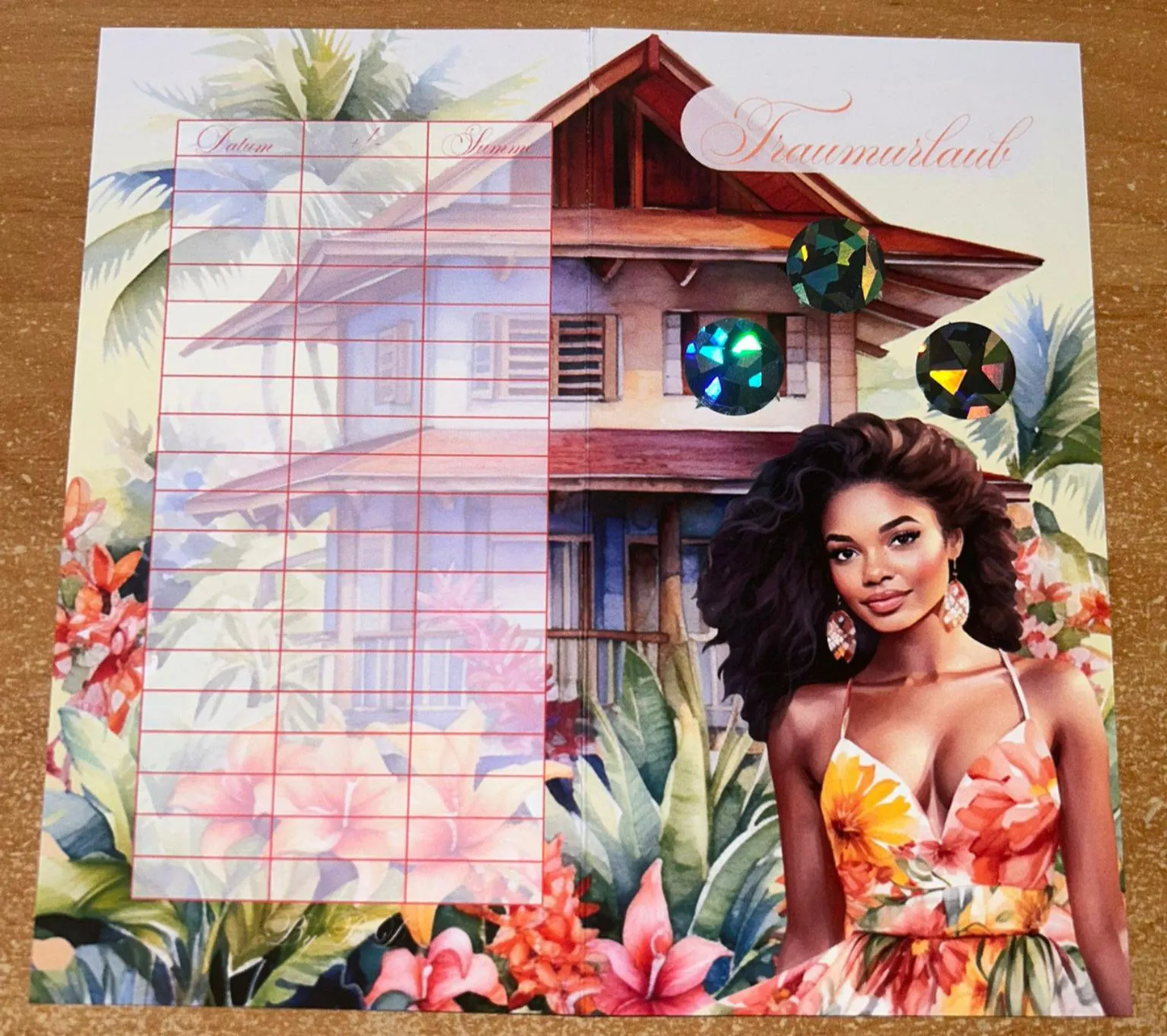 Traumurlaub Klappkarte A6 Budgeting Challenge Sparen