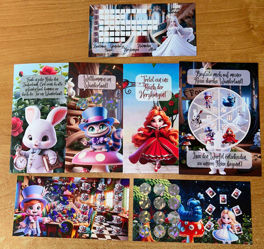 Reise ins Wunderland Spiel A6 Challenge Budgeting Sparen