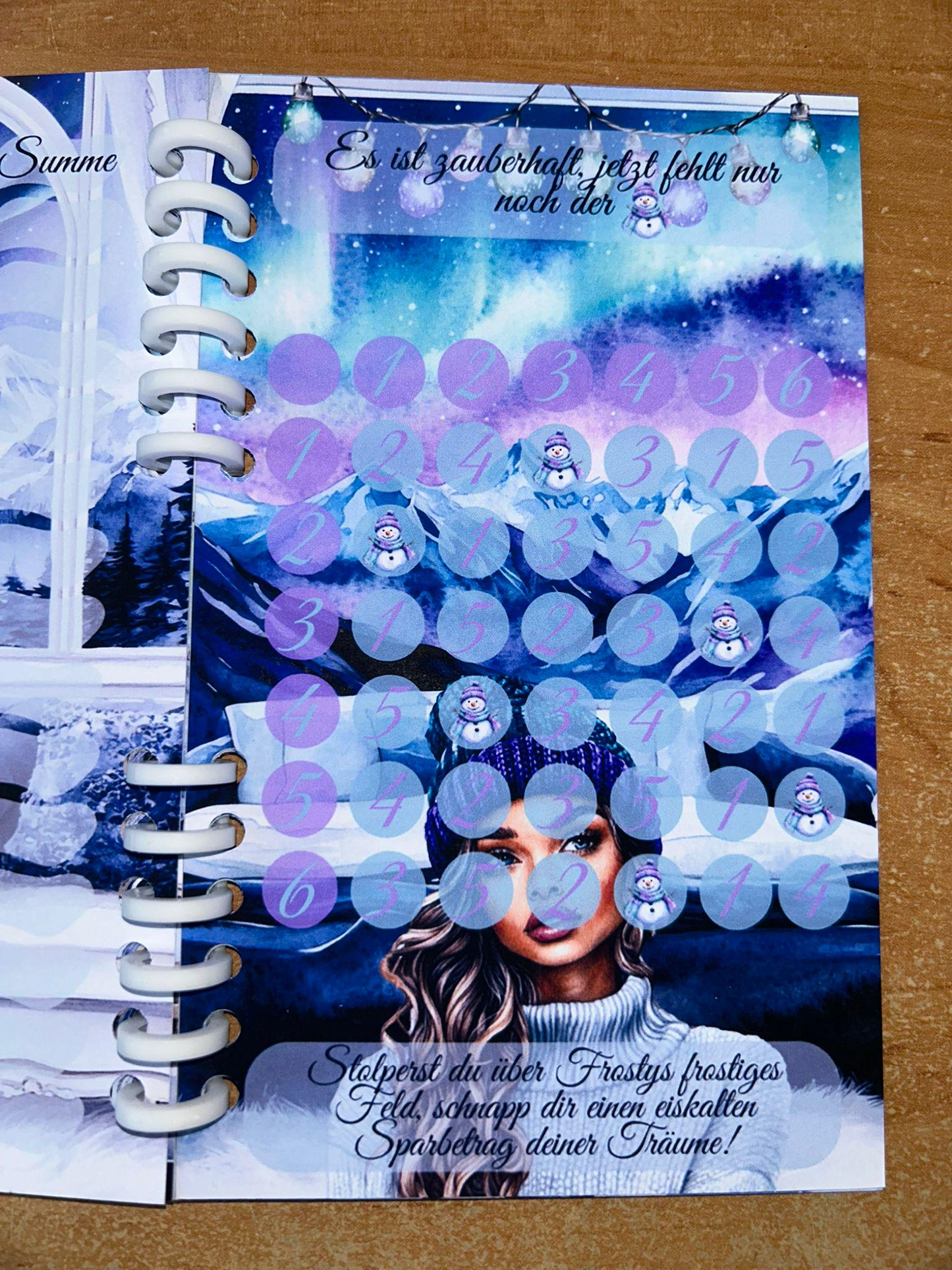 Sparbuch Winterzauber Challenge A6 Budgeting Sparen