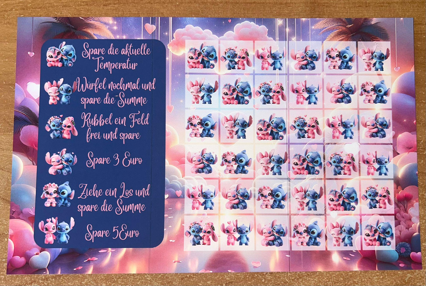 Liebes Bingo Klapp A6 Budgeting Sparen Challenge