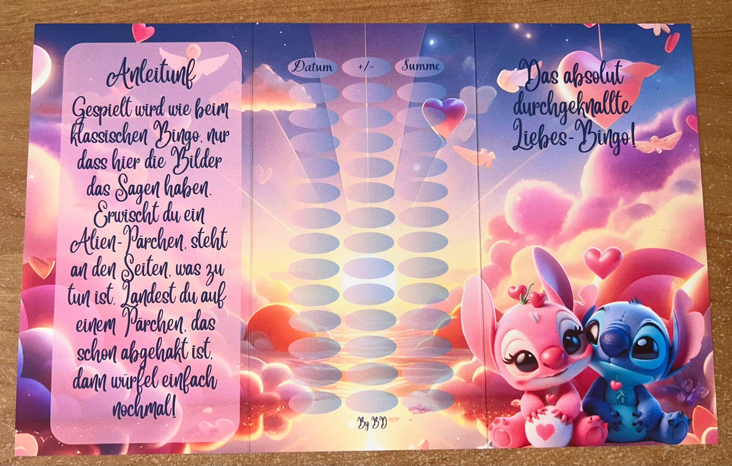 Liebes Bingo Klapp A6 Budgeting Sparen Challenge