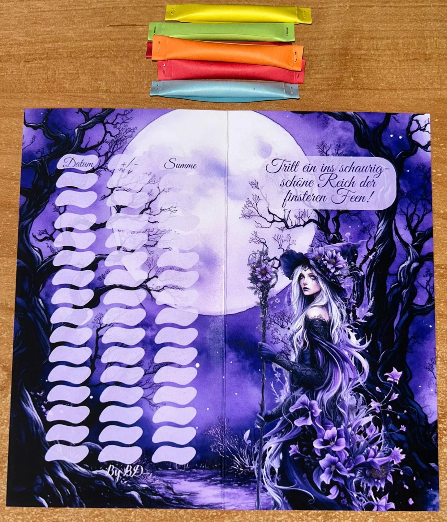 Die finstere Fee Klappkarte A6 Challenge Budgeting Sparen