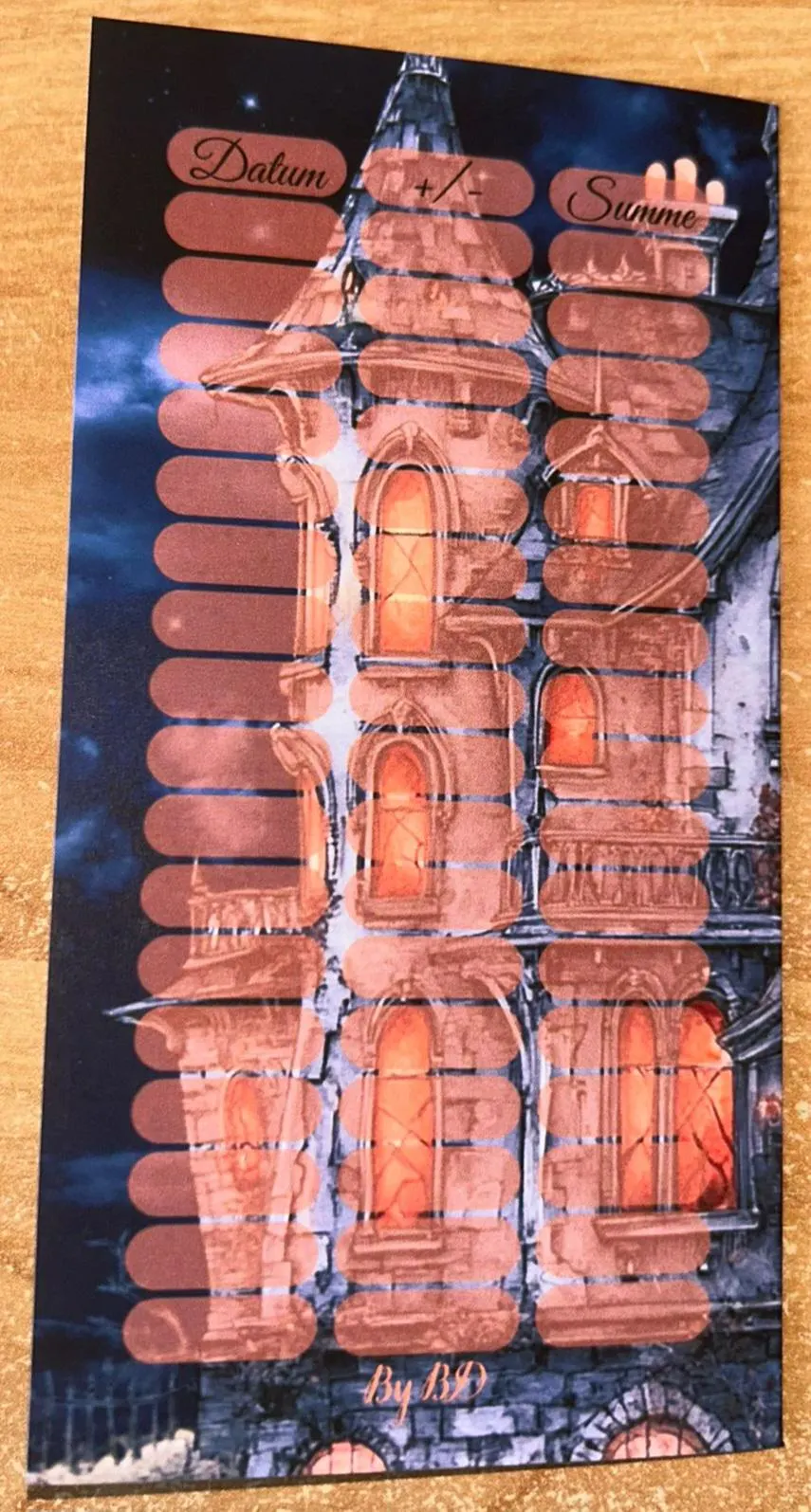 Spooky Akademie Klappkarte A6 Budgeting Challenge Sparen