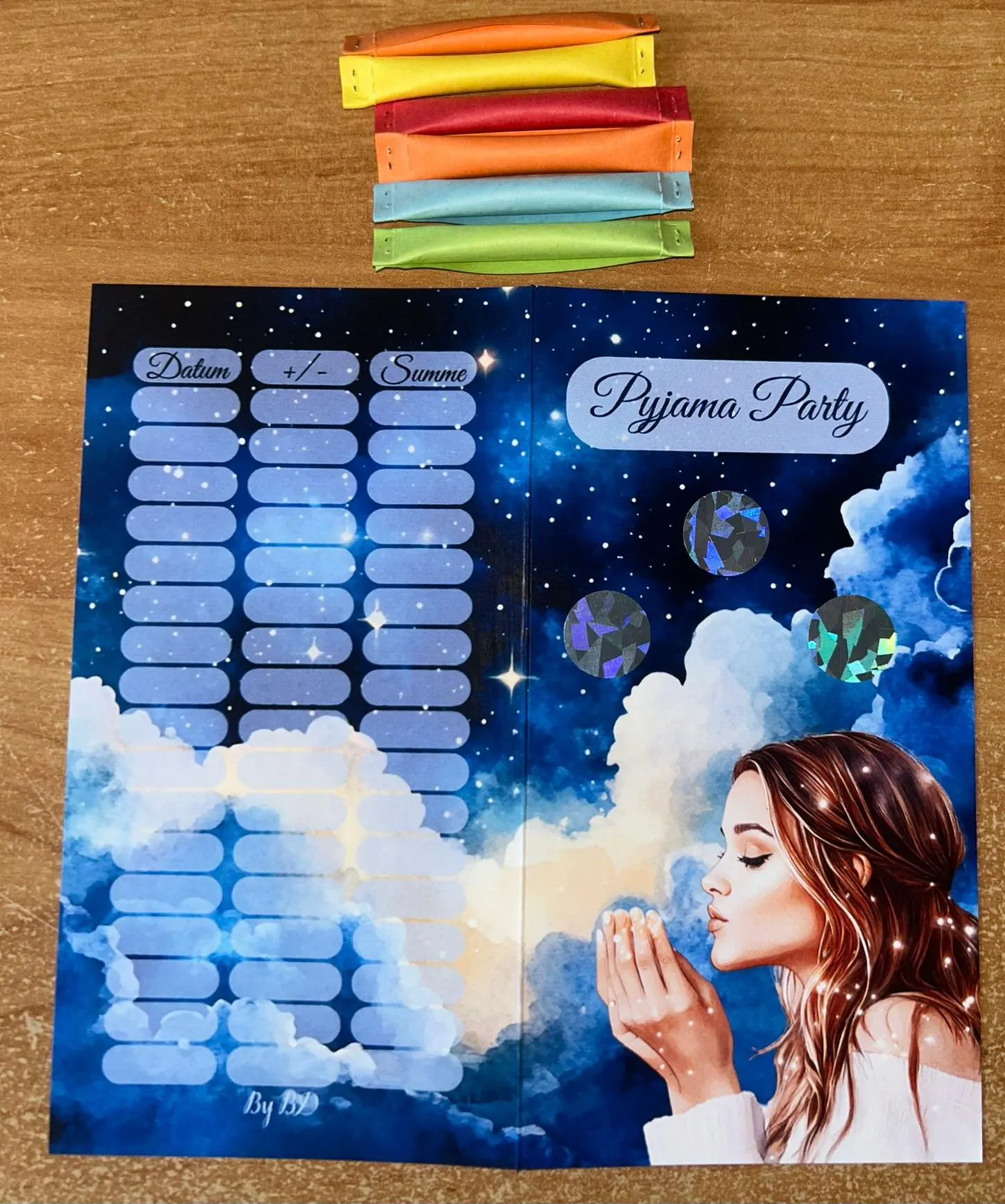 Pyjama Party Set A6 Challenge Budgeting Sparen