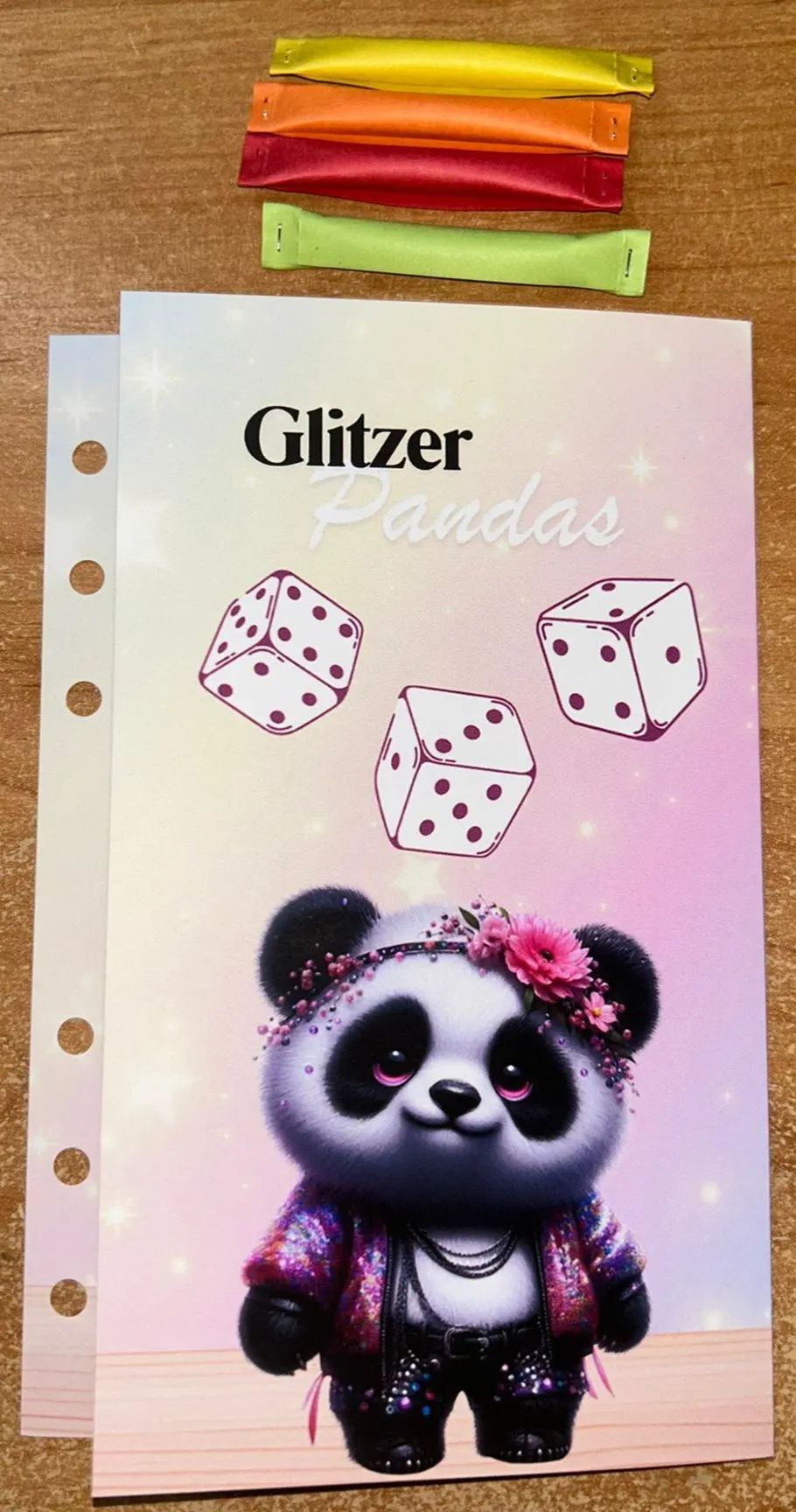 Glitzer Pandas Klappkarte A6 Budgeting Challenge Sparen