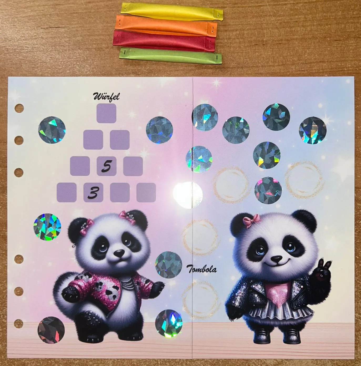Glitzer Pandas Klappkarte A6 Budgeting Challenge Sparen