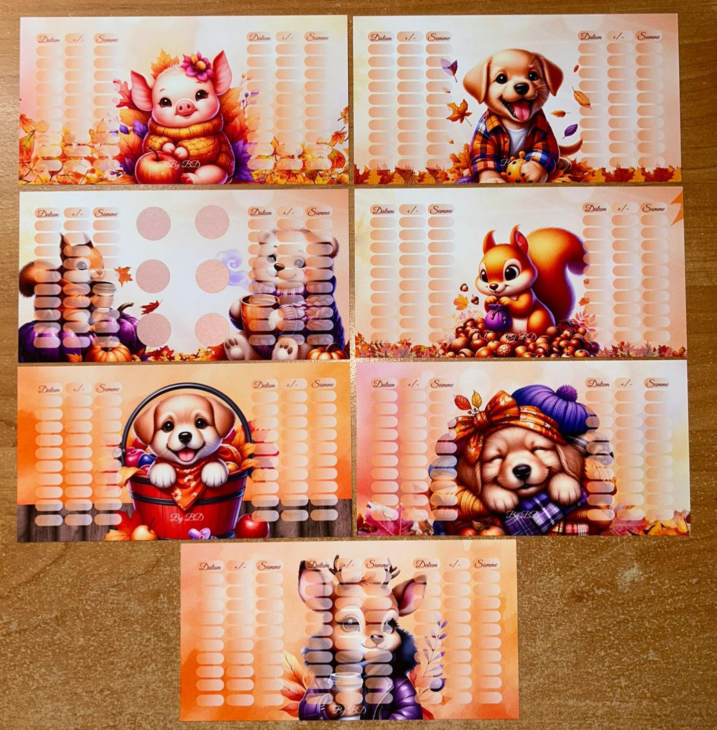 Herbst Tiere A6 Challenge Budgeting Sparen