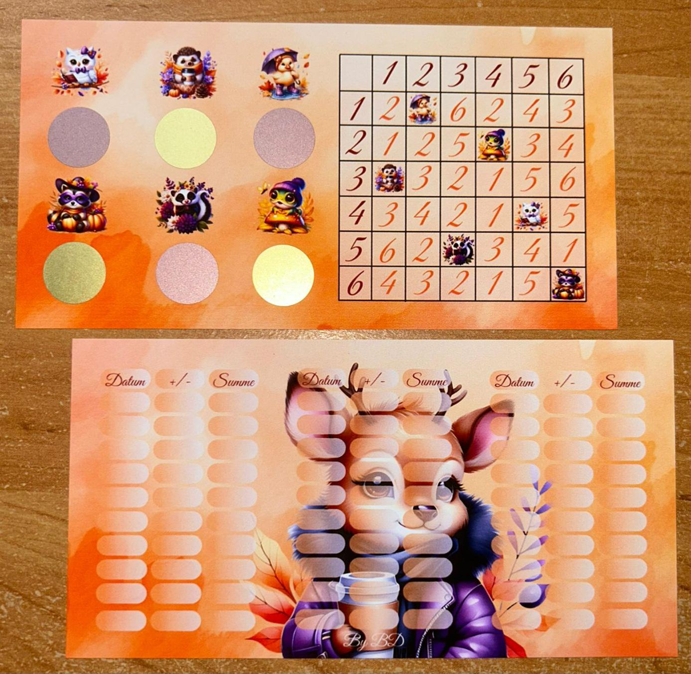 Herbst Tiere A6 Challenge Budgeting Sparen