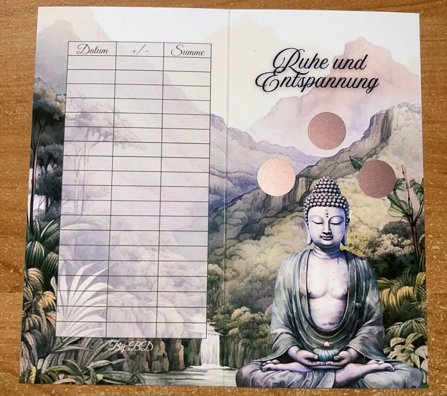 Ruhe und Entspannung Set A6 Challenge Budgeting Sparen